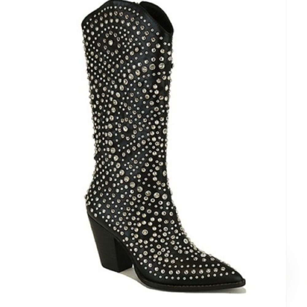 Studded Black Women's Boots Cowboy Boots